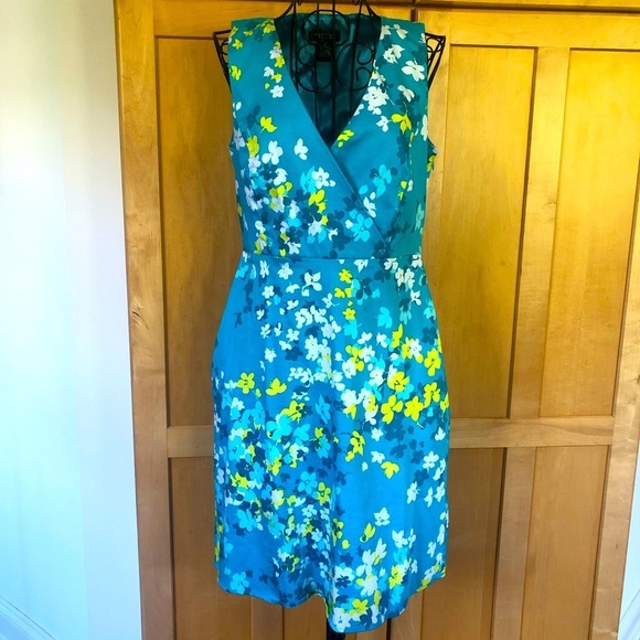 Spense Petite Blue Floral Sleeveless V Neck Dress size 6 Petite - Picture 1 of 10